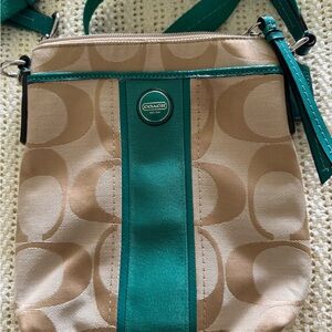 Coach Beige and Green Crossbody Bag